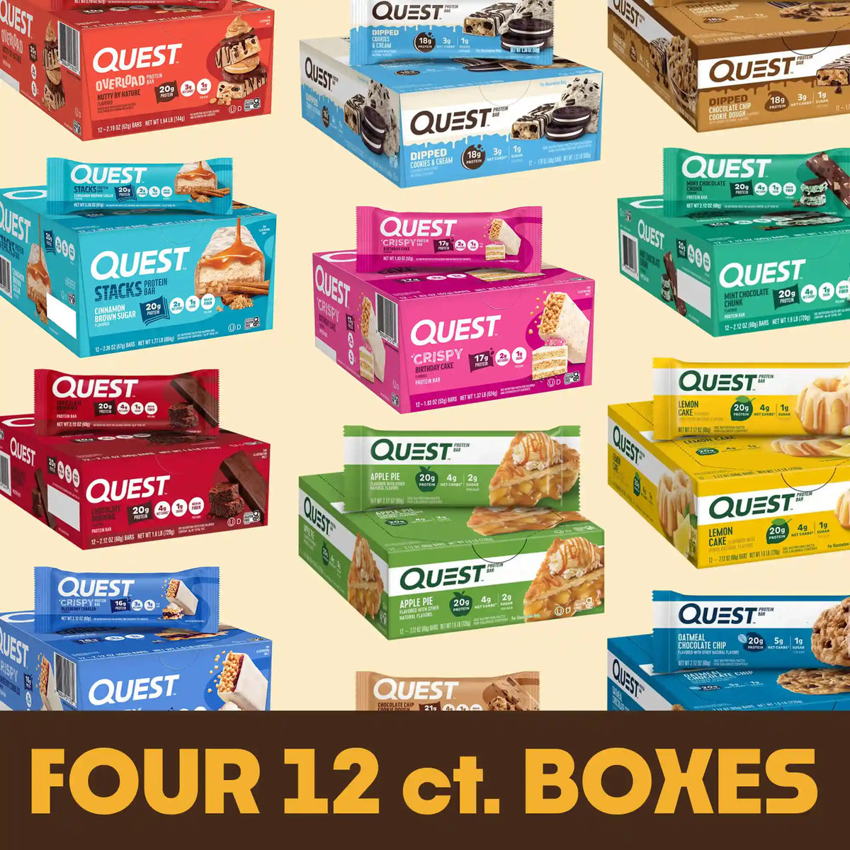 Large Protein Bar Bundle; 4 x 12ct. boxes - Save 10%